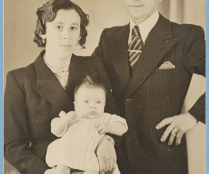 Het gezin Domevšček, v.l.n.r.: Josephina (Pepa) Domevšček-Kutin, haar man Franci Domevšček en hun dochter Anita.